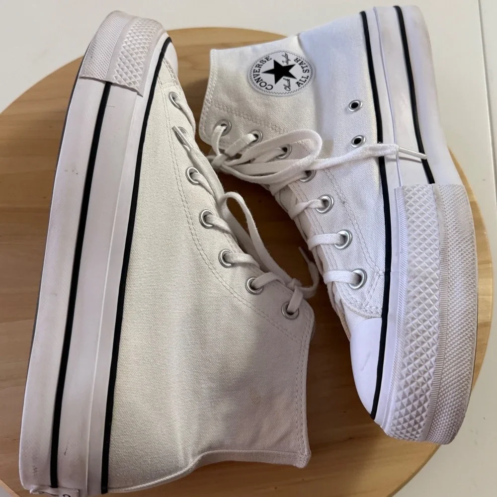 Converse Chuck Taylor All Star Lift‎ Platform High Top White Canvas Sneakers 10 - Picture 6 of 9
